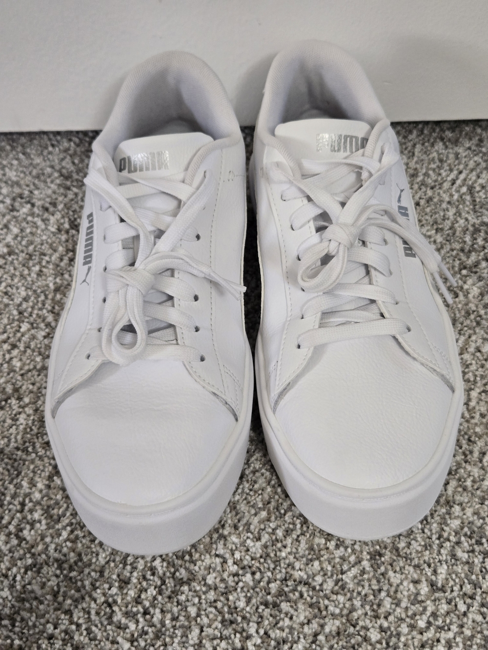 Womens' Puma White Low-Top Leather Sneakers